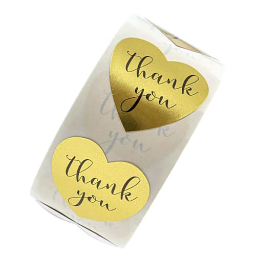 FUNNETOYU 1 Rolle 500 Stück Verpackungsetikett backen Gold Brief Hochzeitsaufkleber Danke Band Etiketten sticker aufkleber für Geschenkaufkleber selbstklebender DIY-Aufkleber von FUNNETOYU