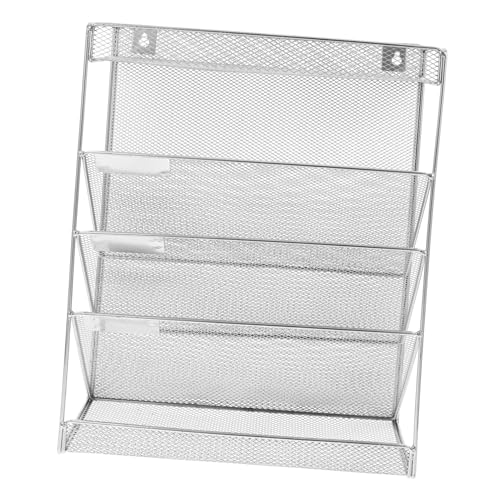 FUNNETOYU 1 Satz Aufbewahrungsbox für Aktenregale Wandmontierte Aktenablage Wandmontierter Dokumentenhalter Aktenordnerhalter Halter für Kühlschrank Organizer für Hängemappen Eisen Silver von FUNNETOYU