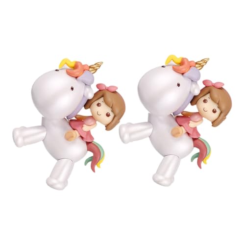 FUNNETOYU 2 Stück Einhorn Kuchendekoration Tortenaufsatz Miniaturstatuen Schreibtischdekorationen Einhorn Mädchenstatuen Mädchen Babyparty Dekorationen Schreibtischdekorationen von FUNNETOYU