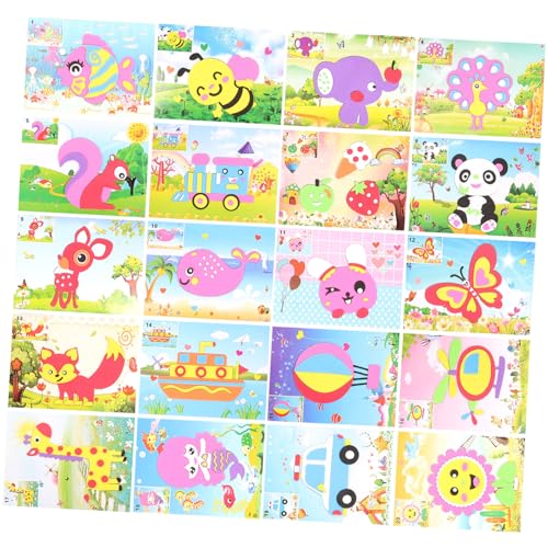 FUNNETOYU 20Er-Packung pädagogisches Aufkleberspielzeug basteln für bastelmaterial für kid toys educational toys bastelzeug für DIY-Sticker-Kit Mosaik-Aufkleber-Kunst von FUNNETOYU