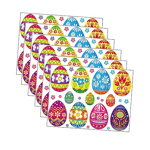 FUNNETOYU 8 Blatt Osterei-Aufkleber Aufkleber für Ostereier eiersticker Ostern Ostereier Sticker Ostern Wandsticker Ostern Eier Aufkleber wandtattoo Ostern Eieraufkleber bemalen Colorful von FUNNETOYU