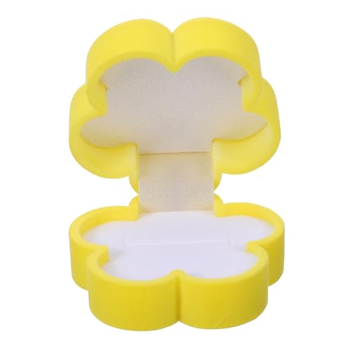 FUNNETOYU Kasten Samt-Schmuckkästchen Hochzeit Girlande Blumenstrauß-Boxen Braut- Herzen geschenkverpackung geburtstagsgeschenk verlobung Kleine Schmuckkoffer Ring-Organizer Samtstoff Yellow von FUNNETOYU