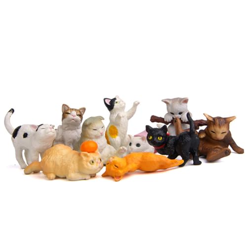 FUNOMOCYA 1 Satz 10St Katzenmodell Cupcake-Dekoration Kuchendeckel Katze Mini-Katzenfiguren Kätzchenfigur Cutie Cats anzuchtkasten Set Katzenverzierung Kätzchen-Ornament Colorful von FUNOMOCYA