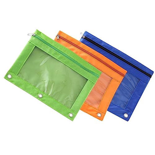 FUNOMOCYA 12 Teiliges Federmäppchen Mit Drei Löchern Ordner Reißverschluss Stifthalter 3 Ring Blindertaschen Briefpapier Stiftehalter Blinder Beutel Stoff Bleistifttaschen von FUNOMOCYA