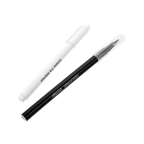 FUNOMOCYA 2St Essbarer Farb stift Markierung backmark stifte Backmarker weißes Schriftglasur Fondant tortenstäbe kuchendekoration foodsticks Stift mit essbarer Tinte backen bleistift Plastik von FUNOMOCYA