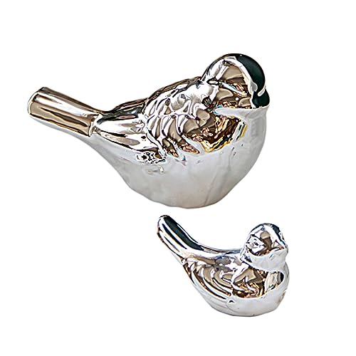 FUNOMOCYA 2St Vogel aus Keramik Two Piece Set bürodeko verkleidungsaccessoires Keramikvogel tischdeko esstisch Wohnkultur Gartenstatue Vögel hochzeitsdeko Vogelschmuck Tischdekoration Silver von FUNOMOCYA