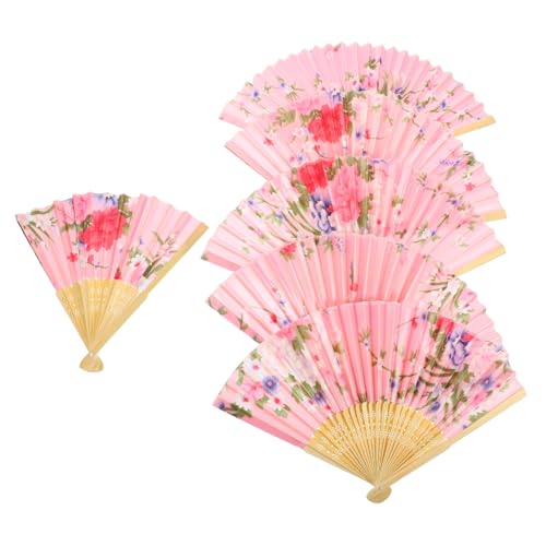 FUNOMOCYA 2st Handgebläse Für Zu Hause Chinesischer Handfächer Retro Gefalteter Fächer Hochzeits-handfächer Faltbarer Handfächer Deko-Fan Vintage Seidenfächer Hölzern Rosa von FUNOMOCYA