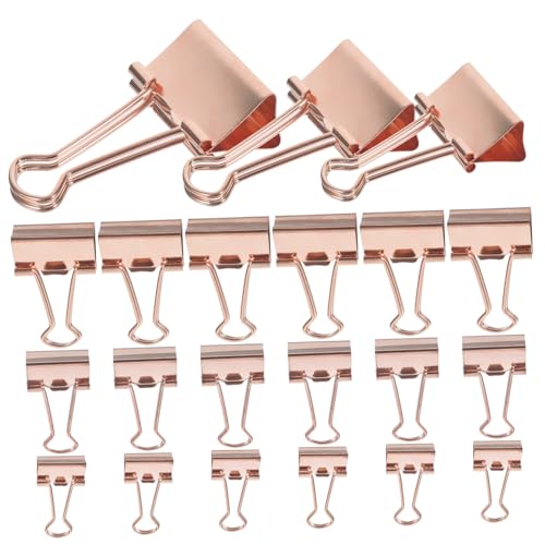 FUNOMOCYA 30 Stück Büroklammern Papierklammern Ordner Bürobedarf Dokumentenmappe Bindeklammern in Verschiedenen Größen Große Heftklammern Im Jumboformat Binderclip Metall Rose Gold von FUNOMOCYA