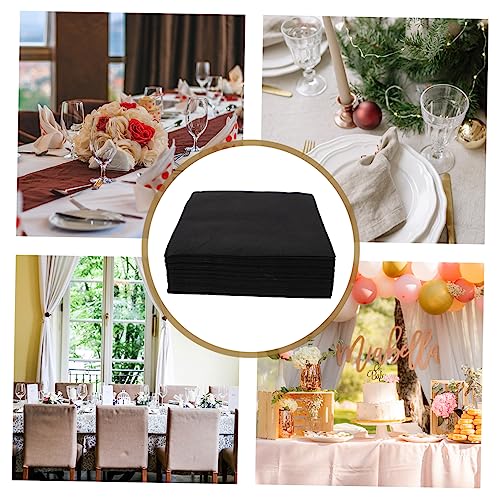 FUNOMOCYA 50 Stück Bankette Servietten Personalisierte Servietten Abendessenhandserviette Serviettengewebe Küchenservietten Gästeservietten Partyservietten Hochzeitsservietten Black Papier von FUNOMOCYA