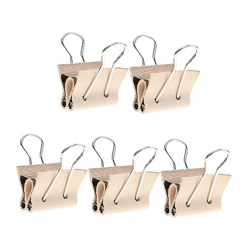 FUNOMOCYA 5St Schwalbenschwanzklemme aus Leder büroklammern Heftklammern aus Leder Hand machen Büroklammer DIY-Lederbinder-Clip Lederbinderklemme selber machen DIY binder klemme Metall Khaki von FUNOMOCYA