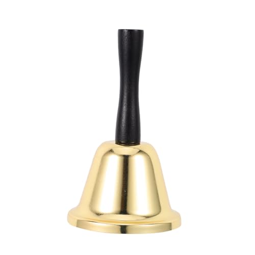 FUNOMOCYA Goldene Klingelglocke Aus Edelstahl Mit Holzgriff Serviceglocke Dekorative Handglocke Für Weihnachten Hochzeiten Klassenzimmer Festliche Anlässe von FUNOMOCYA