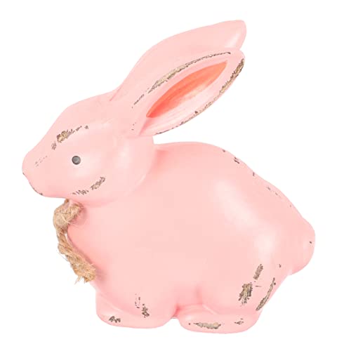 FUNOMOCYA Kaninchen-Verzierung osterhasen Easter Bunny Osterdeko Festschmuck dekor für Ostern Mini-Hasenfiguren Vintage Tierfiguren Partygeschenk Hasendekoration aus Holz hölzern Rosa von FUNOMOCYA