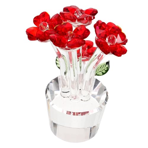 FUNOMOCYA Kristall-Blumen-Ornament Tischdekorationen Für Hochzeiten Einzigartiges Desktop-dekor Innendekoration Hochzeitsdekoration Handgefertigte Blumenstatuenverzierung Feenstatue Rot von FUNOMOCYA