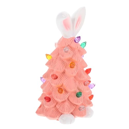 FUNOMOCYA Osterhasenleuchten Hasen-tischdekoration Ostertag Dekoration Häschendekor Für Den Innenbereich Süße Hasenfigur Hasenfigur Tisch-Osterhase Hasenbaumschmuck Hasenharz Rosa Harz von FUNOMOCYA