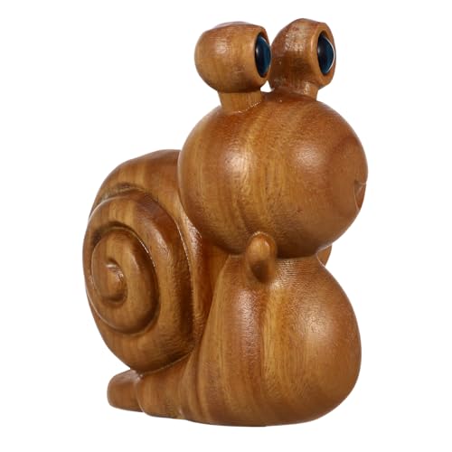 FUNOMOCYA Schnecke Tierform Dekoration Tierstatue Handgeschnitztes Schneckenornament Aus Holz Leichtes Wohndekor Kreative Schneckenfigur von FUNOMOCYA