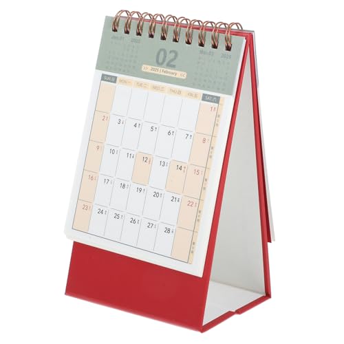 FUNOMOCYA Tischkalender 2025 Staffelei Tischkalender Zum Aufstellen Kleiner Für Den Schreibtisch Büro-schreibtisch-dekor Office-desktop- Taschenkalender Rot Papier von FUNOMOCYA