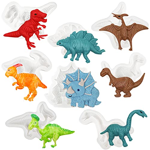 3D Dinosaurier Silikonform Set Dino Epoxidharz Formen für Fondant Kuchenaufsatz Tortendeko Pudding Gelee Schokolade Kerzen von FUNSHOWCASE