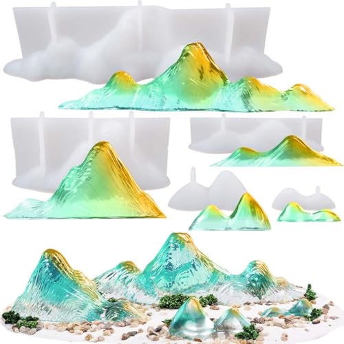 Berg Silikonform Berggipfel Epoxidharz Formen Gebirge Landschaft Tortendeko Fondant 5er Set von FUNSHOWCASE