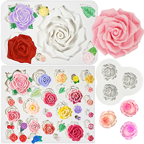 Blumen Kollektion Schmelz Candy Silikonform Für Sugarcraft Kuchen Dekoration, Tassenkuchen Aufsatz, Polymer Ton, Wachs Machen Handwerk Projekte - 66 1085 1462 Verschiedene Rosen (Größere) von FUNSHOWCASE