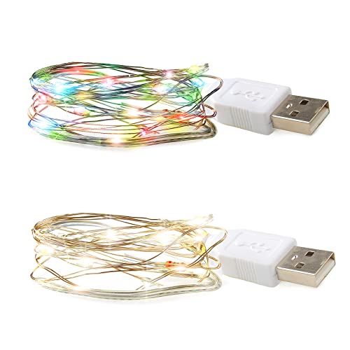 Lichterkette, 10 LEDs, Regenbogenfarben und Weiß, USB-Stecker, wasserdicht, 1,5 m von FUNSHOWCASE