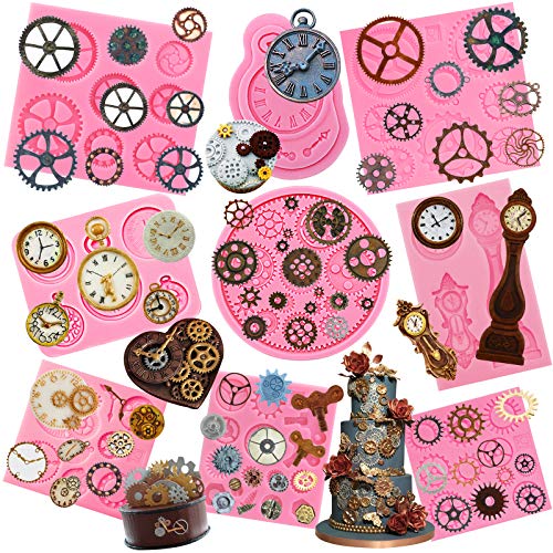 Zahnräder Silikonform Glocke Epoxidharz Punk Gießform Uhr Rad Fondant 9er Set von FUNSHOWCASE