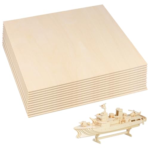 FUNSUEI 12 Stück Quadratisch Sperrholzplatte 300 x 300 x 3 mm, Sperrholz 30 x 30 x 0,3 cm, Holz Platten zum Basteln Holzplatte für DIY Bastelarbeiten, Deko von FUNSUEI