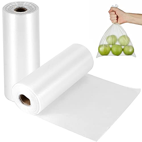 FUNSUEI 2 Rollen 25 x 35 cm Plastikbeutel, transparente Plastikbeutel Rollen für Brot, Obst, Gemüse, 1 Rolle/500 Beutel von FUNSUEI