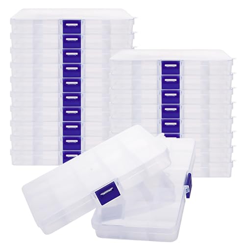 FUNSUEI 20 Stk Perlen Organizer Box, 15 Fächern Sortierboxen Transparent für Kleinteile, Plastik Perlen Aufbewahrungsbox Organizer Sortimentskasten, 17 x 10 x 2,5 cm, Nicht Einstellbar von FUNSUEI