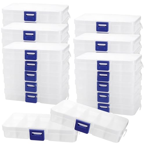 FUNSUEI 32 Stk Perlen Organizer Box, 10 Fächern Sortierboxen Transparent für Kleinteile, Einstellbar Plastik Perlen Aufbewahrungsbox Organizer Sortimentskasten Sortimentskästen, 12,8 x 6,5 x 2,1cm von FUNSUEI