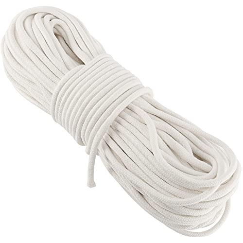 FUNSUEI Schärpe Cord 100 m x 6mm Baumwolle Schärpe Cord, Weiß Baumwollkordel Baumwollseil baumwollgarn für Fenster, Wäscheleine, Dekoration, Tie Down, Camping von FUNSUEI