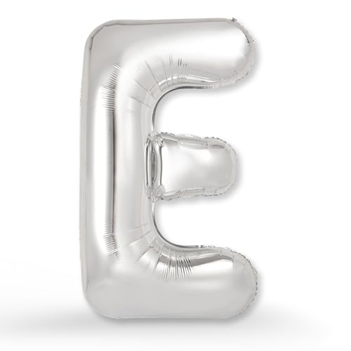 FUNXGO XXL Groß Folienballon Buchstaben E Silber -Riesen Alphabet ca. 100m - Verstärktes Material - Helium oder Luftfüllung - Perfekt für Geburtstag, Hochzeit, Party Dekoration & JGA - Ballon E Silber von FUNXGO