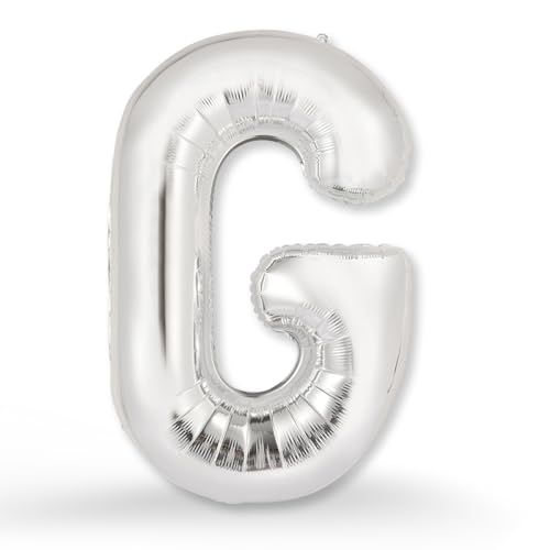 FUNXGO XXL Groß Folienballon Buchstaben G Silber -Riesen Alphabet ca. 100m - Verstärktes Material - Helium oder Luftfüllung - Perfekt für Geburtstag, Hochzeit, Party Dekoration & JGA - Ballon G Silber von FUNXGO