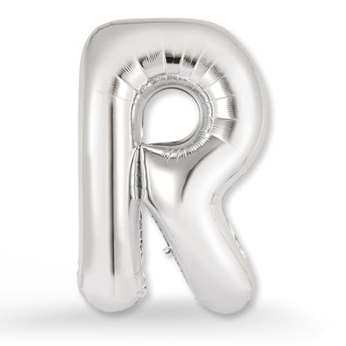 FUNXGO XXL Groß Folienballon Buchstaben R Silber -Riesen Alphabet ca. 100m - Verstärktes Material - Helium oder Luftfüllung - Perfekt für Geburtstag, Hochzeit, Party Dekoration & JGA - Ballon R Silber von FUNXGO