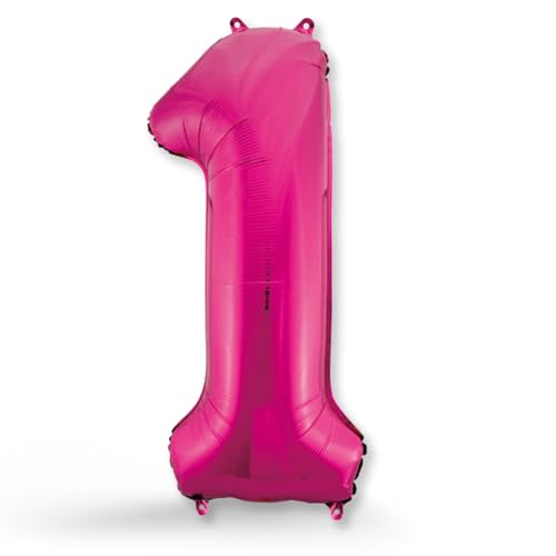 FUNXGO® Folienballon Zahl 1 pink - Riesen-Ballonzahl - Verstärktes Material- fliegt mit Helium - 1 Geburtstag Luftballon - Deko zum Geburtstage, Party, Hochzeiten - Ballon 1 pink von FUNXGO