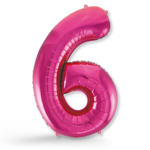 FUNXGO® Folienballon Zahl 6 pink - Riesen-Ballonzahl - Verstärktes Material- fliegt mit Helium - 6 Geburtstag Luftballon - Deko zum Geburtstage, Party, Hochzeiten - Ballon 6 pink von FUNXGO