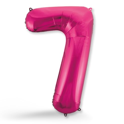 FUNXGO® Folienballon Zahl 7 pink - Riesen-Ballonzahl - Verstärktes Material- fliegt mit Helium - 7 Geburtstag Luftballon - Deko zum Geburtstage, Party, Hochzeiten - Ballon 7 pink von FUNXGO