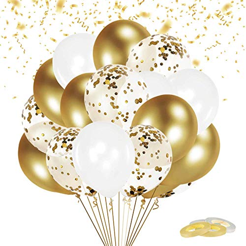 FUNXGO gold luftballon set - 60 Stück ballons Set - konfetti luftballons konfetti & Latex ballons hochzeit - ballon mit konfetti - ballons set gold von FUNXGO