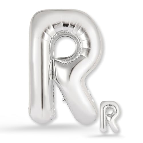 FUNXGO Folienballon Buchstabe R Silber Set - Kindergeburtstag, Party Zubehör, Silber Folienballon, Perfekte Wahl für Ihre Feier - Ballon R von FUNXGO