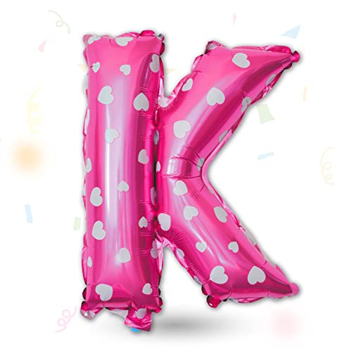 FUNXGO Folienballon Buchstaben Pink K - Buchstaben Luftballon Klein K - ca. 40cm Nur Luftfüllung - Ideal für Geburtstag, Hochzeit & Party Deko - Ballon Buchstabe K Pink von FUNXGO