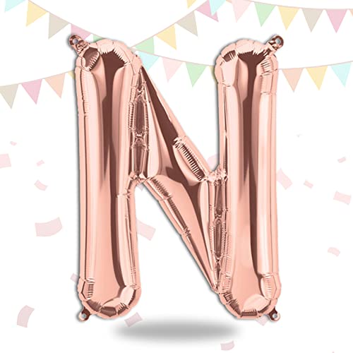 FUNXGO Folienballon Buchstaben Rosegold N - Buchstaben Luftballon Klein N - ca. 40cm Nur Luftfüllung - Ideal für Geburtstag, Hochzeit & Party Deko - Ballon Buchstabe N Rosegold von FUNXGO