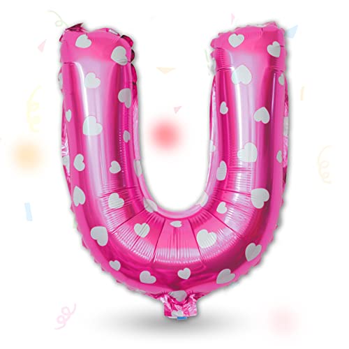 FUNXGO Folienballon Buchstaben Pink U - Buchstaben Luftballon Klein U - ca. 40cm Nur Luftfüllung - Ideal für Geburtstag, Hochzeit & Party Deko - Ballon Buchstabe U Pink von FUNXGO