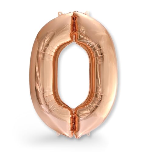 FUNXGO® Folienballon Zahl 0 rose gold - Riesenzahl Ballon ca.100 cm - Verstärktes Material- fliegt mit Helium - 0 Geburtstag Luftballon - Deko zum Geburtstage, Party, Hochzeiten - Ballon 0 rose gold von FUNXGO