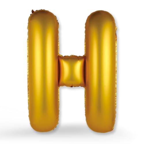 FUNXGO XXL Groß Folienballon Buchstaben H Gold -Riesen Alphabet ca. 100m - Verstärktes Material - Helium oder Luftfüllung - Perfekt für Geburtstag, Hochzeit, Party Dekoration & JGA - Ballon H Gold von FUNXGO