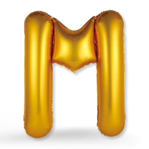 FUNXGO XXL Groß Folienballon Buchstaben M Gold -Riesen Alphabet ca. 100m - Verstärktes Material - Helium oder Luftfüllung - Perfekt für Geburtstag, Hochzeit, Party Dekoration & JGA - Ballon M Gold von FUNXGO