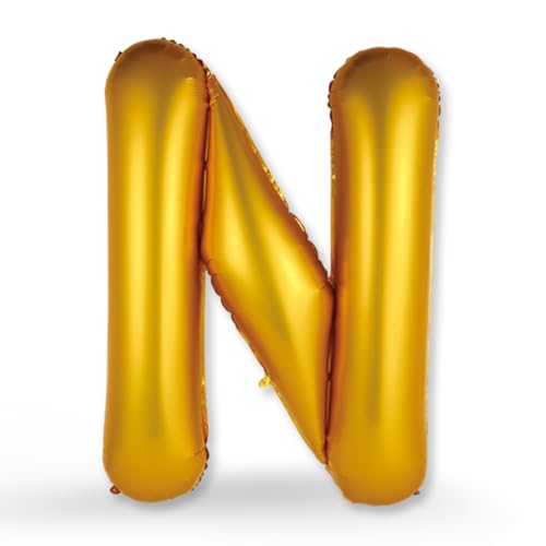 FUNXGO XXL Groß Folienballon Buchstaben N Gold -Riesen Alphabet ca. 100m - Verstärktes Material - Helium oder Luftfüllung - Perfekt für Geburtstag, Hochzeit, Party Dekoration & JGA - Ballon N Gold von FUNXGO