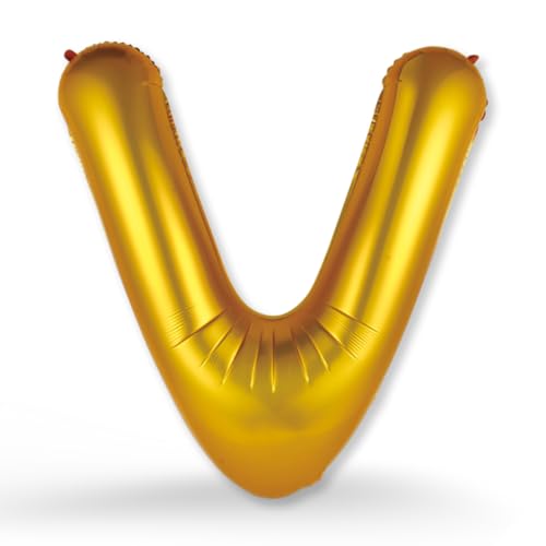 FUNXGO XXL Groß Folienballon Buchstaben V Gold -Riesen Alphabet ca. 100m - Verstärktes Material - Helium oder Luftfüllung - Perfekt für Geburtstag, Hochzeit, Party Dekoration & JGA - Ballon V Gold von FUNXGO