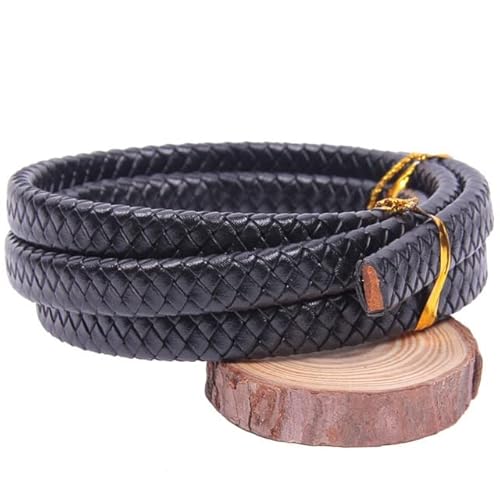 FUNZE 8-12MM flaches geflochtenes Rindsleder-Armband-Ergebnisse echtes Leder-Schnur-Schnur-Seil-DIY-Halsketten-Armband, das 1 Meter herstellt von FUNZE