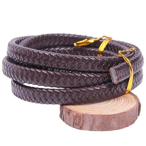 FUNZE 8-12MM flaches geflochtenes Rindsleder-Armband-Ergebnisse echtes Leder-Schnur-Schnur-Seil-DIY-Halsketten-Armband, das 1 Meter herstellt von FUNZE