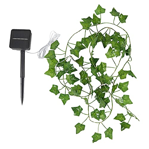 FUOBECIE Solar-LED-Lichterkette, künstliche Efeublätter, Lampe, künstliche Efeu-Girlande, Ranken, 8 Modi, wasserdicht, solarbetrieben, Ahornblätter für Garten, Terrasse, Tor, Party (10 m, 100 LEDs) von FUOBECIE