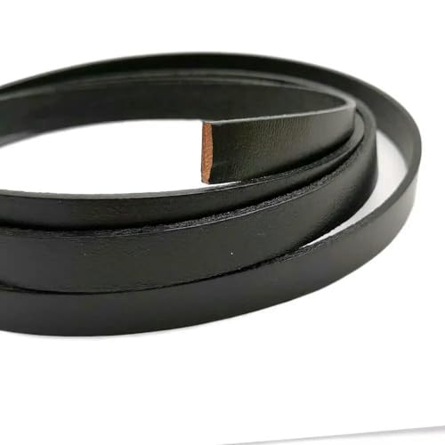 FUPOHUA Lederband, 1 Yard, 10 mm x 2 mm, schwarzer Lederstreifen, 10 mm breites flaches Lederband für DIY-Armband-Anhänger-Schmuckherstellung von FUPOHUA